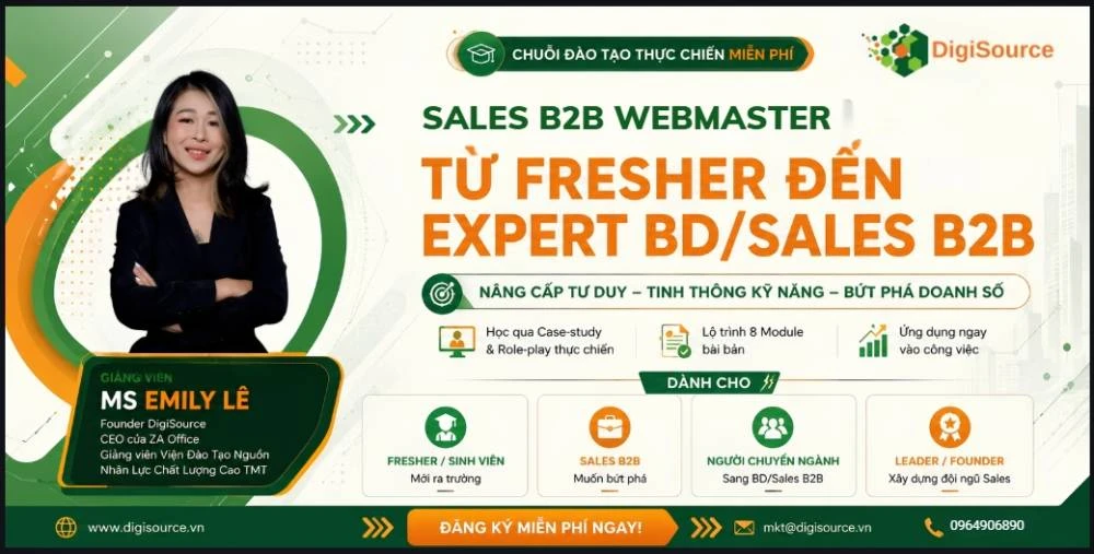 Khóa Học Sales B2B Webmaster – Nâng Tầm Tư Duy, Kỹ Năng Và Giá Trị Của Một Chuyên Gia Sales B2B